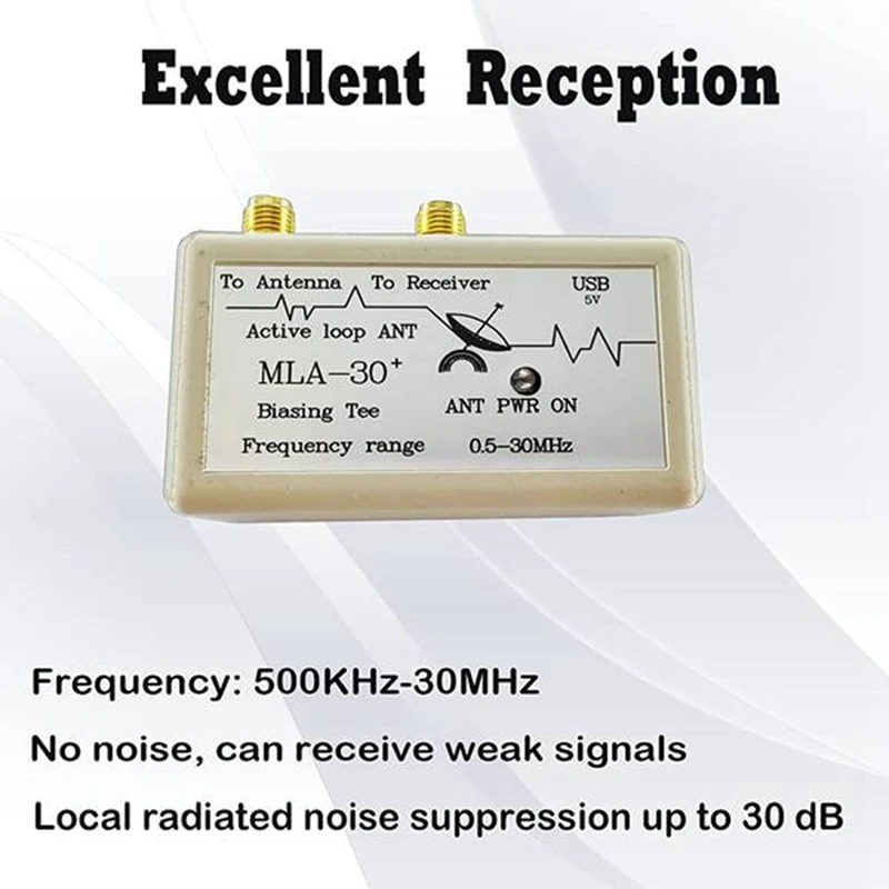 MLA-30 + Plus-antena de recepción activa en anillo, dispositivo de 0,5-30MHz, con bucle SDR, de bajo ruido, de onda corta y media de Radio (3,5mm)