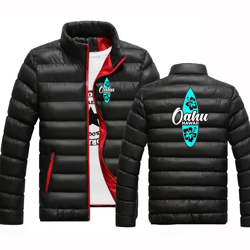 OAHU HAWAII SURFING Logo 2026 Men's Autumn Winter Cotton Thermal Hoodie Warmth Resistant Mountaineering Jacket Multi Functional