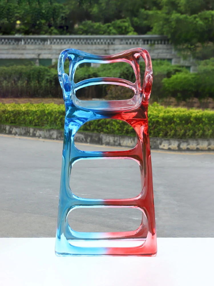 Light Luxury Bar Stool Household Transparent Resin Designer Model High Stool Bar Front Desk Chair