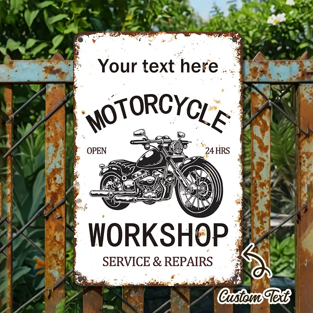

2D Flat, Vintage Motorcycle Room Metal Wall Art Sign Easy To Hang For Outdoor Farmhouse Bar Plaque Decor Ideal Gift Decoration