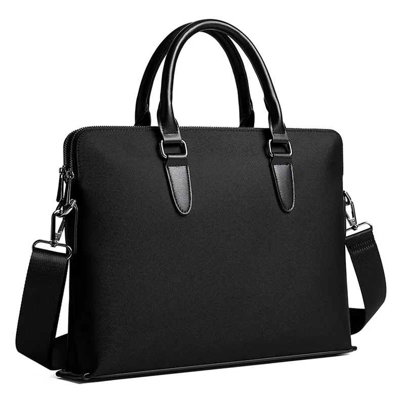 Borsa per laptop impermeabile nera Portabilità da uomo Bussiness Borsa tote maschile Borse a tracolla o a tracolla multifunzionali in tessuto Oxford