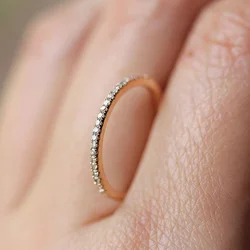 CAOSHI Simple Design Super Thin Rings Paved Tiny Crystal Stone Exquisite Women's Jewelry Daily Collocation Finger Accessories