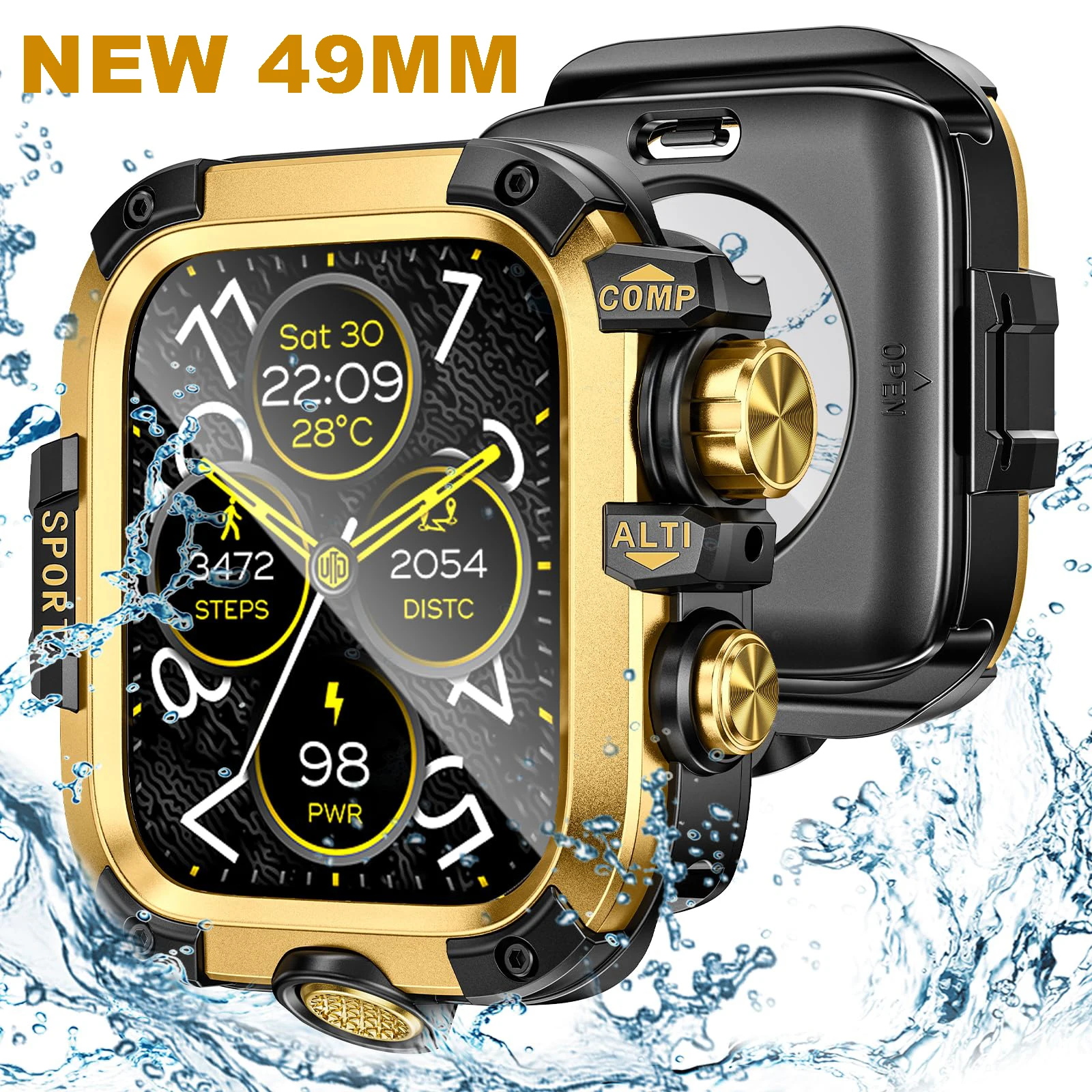 

Waterproof Metal Bumper Case For Apple Watch Ultra 49mm 46mm 45mm 44mm Protector Cover With Film For iWatch Series 10 9 8 7 6 SE