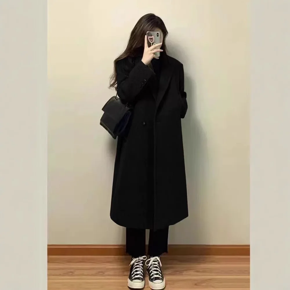Woolen Coat Women's Autumn and Winter Herringbone Woolen Coat 2025 New Model with Thicker Sense of Luxury