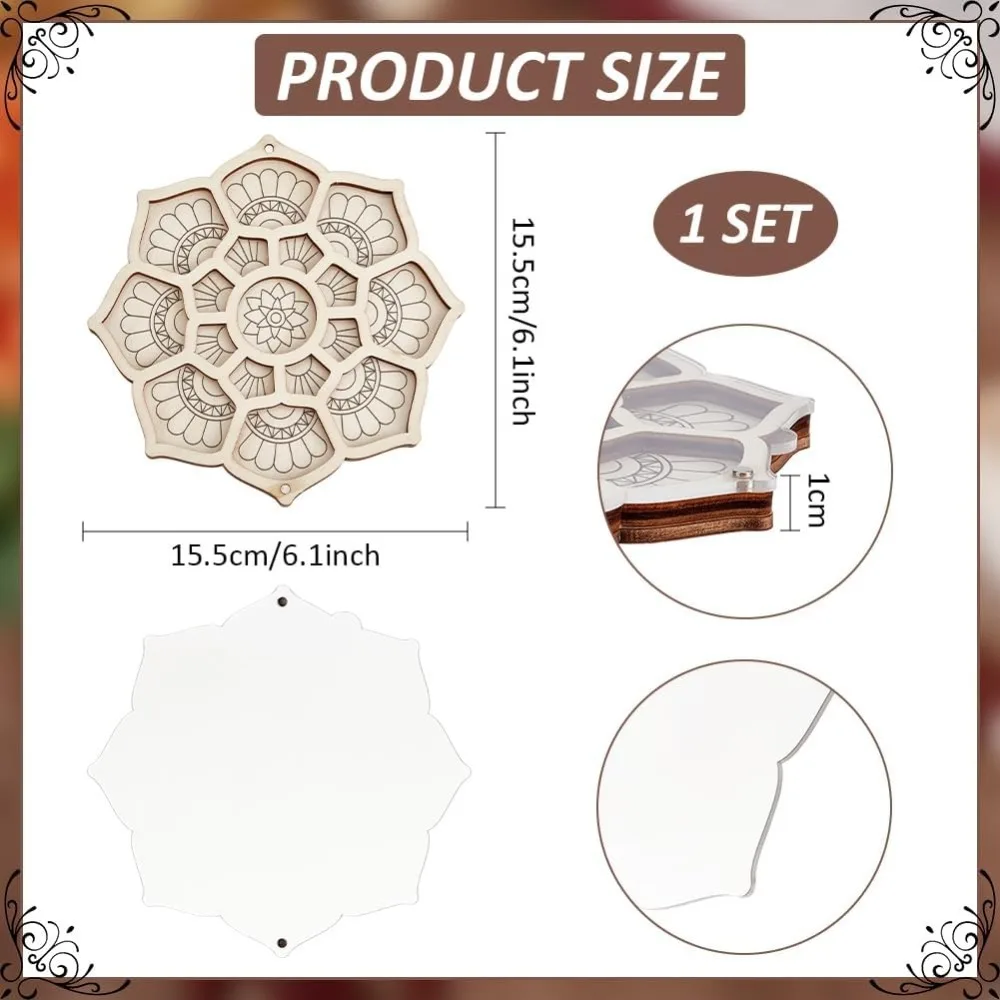 Wood Bead Organizer Tray Flower Bead Box with Lid Storage Container Case for Organizer Jewelry Making Beadwork Craft Accessory - view 2