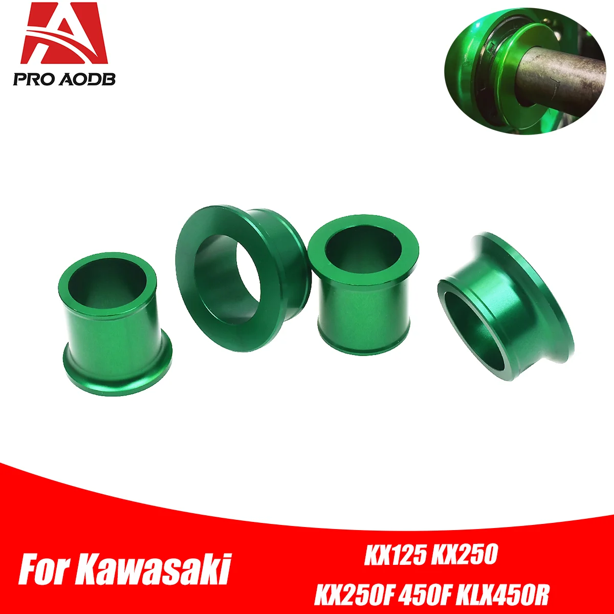 Espaciador de buje de rueda delantera y trasera de aluminio CNC para Kawasaki KX 125 250 250F 450F KLX 450R KXF 250 450 CC 2003-2018, piezas de motocicleta
