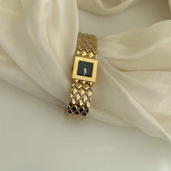 Fashion Temperament Minimalism Checkered steel strip square Watch For women's girl Student gift  Women's accessories