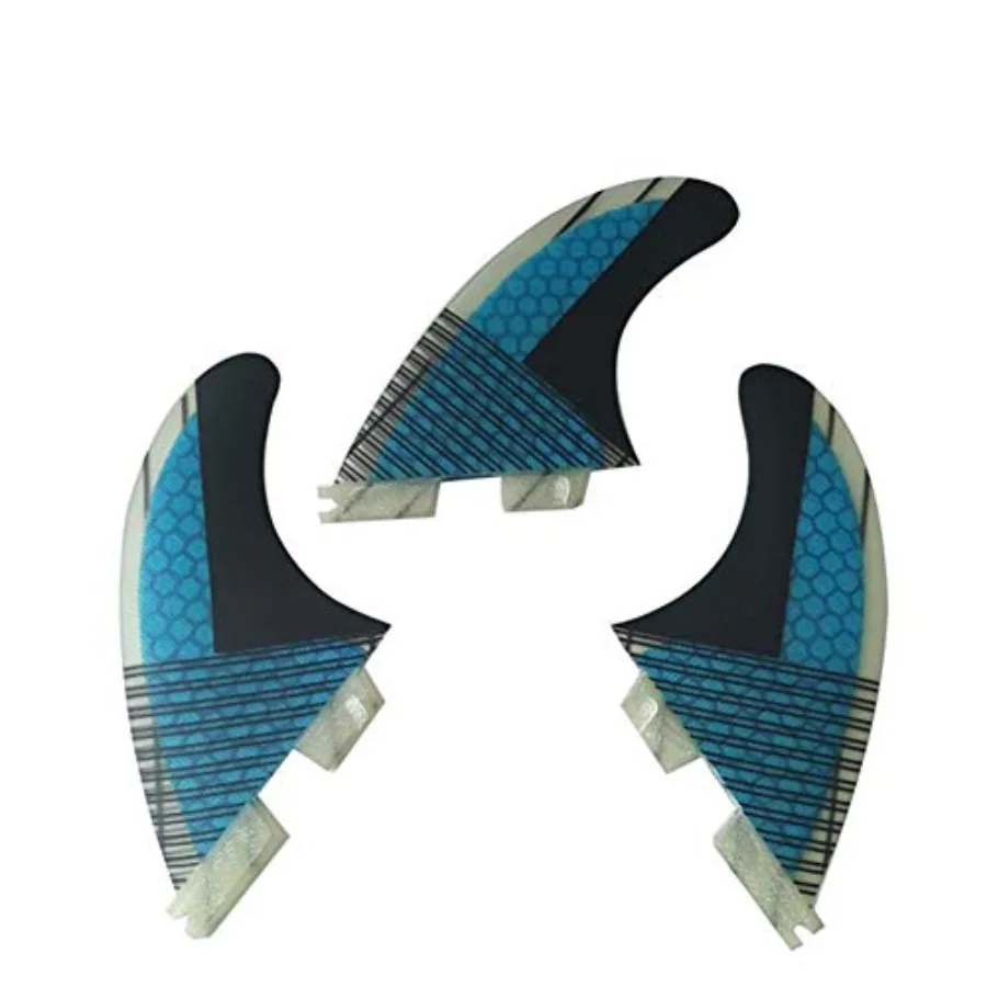 

Fiberglass+Honeycomb Surfboard Fin 3 Glass Flex Thruster Surf Fin Set (Double Tabs II Plug Style G5 Size) - Tri Fin Thruster Se