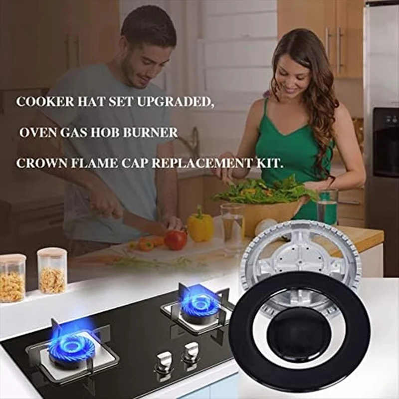 Fornuis Hoed Set Praktisch Gereedschap Branders Kronen En Vlam Caps Set Oven Vlambereiken Caps Set Metalen Textuur Forstove