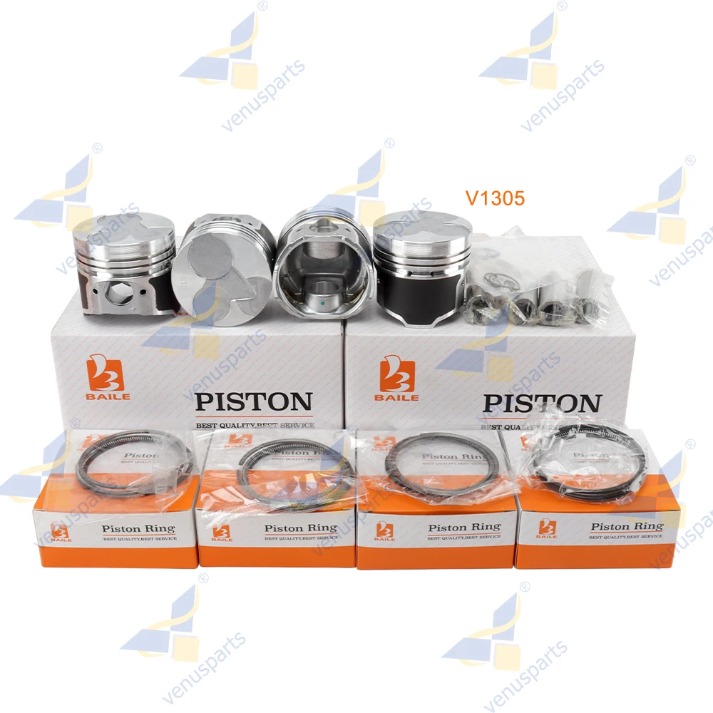 V1305 Piston Overhaul Rebuild Kit For Kubota Rings Crankshaft Main Bearing Con Rod Bearing Engine Parts 76*2HK+1.5+4