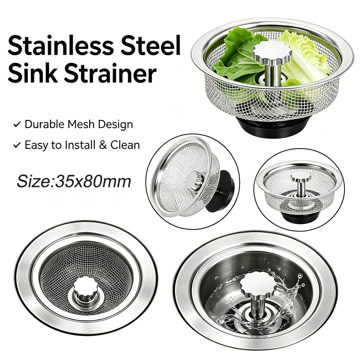 

Stainless Steel Filter Kitchen Sink Sewer Mesh Strainers Bathroom Sink Floor Drain Hair Waste Filter Drain Basket Hole Filter