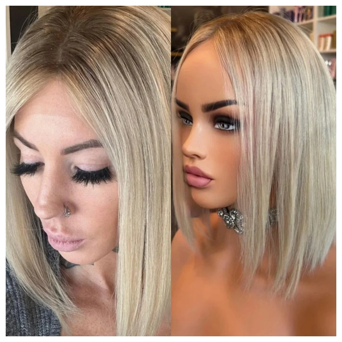 

12 Inch Ash Blonde Straight Layered Wig Synthetic Natural Fashion Soft Hair Wig For Women Dark Short Root Wig Synthetic Wig