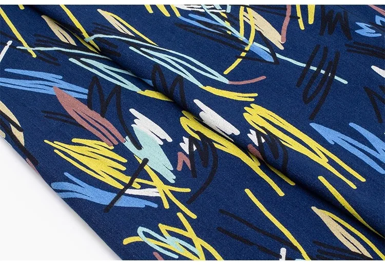 Tela vaquera suave de 1 yarda, costura con estampado geométrico de rayas coloridas, vestido DIY, abrigo, bolso cheongsam, telas de diseñador para ropa