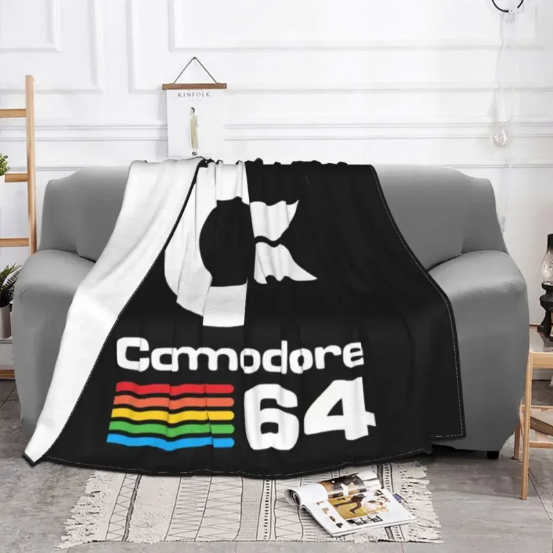 Retro Commodore 64 Blanket Soft Fleece Spring Autumn Warm Flannel C64 Amiga Computer Throw Blankets for Sofa Car Bed Bedspread