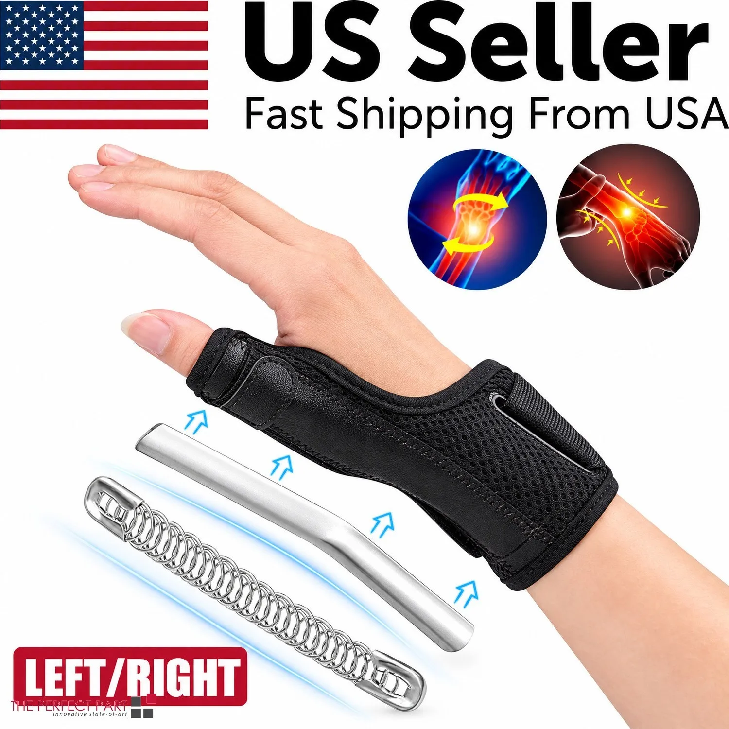 Sport Thumb Wrist Support Brace Carpal Tunnel Sprain Splint Arthritis Left Right Hand Adjustable Compression Pain Relief
