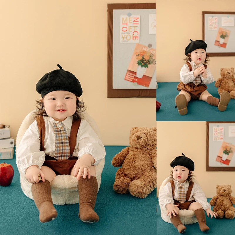 

Childrens photography clothing Maillard style babys hundred day photo annual photo clothing little gentleman theme 신생아