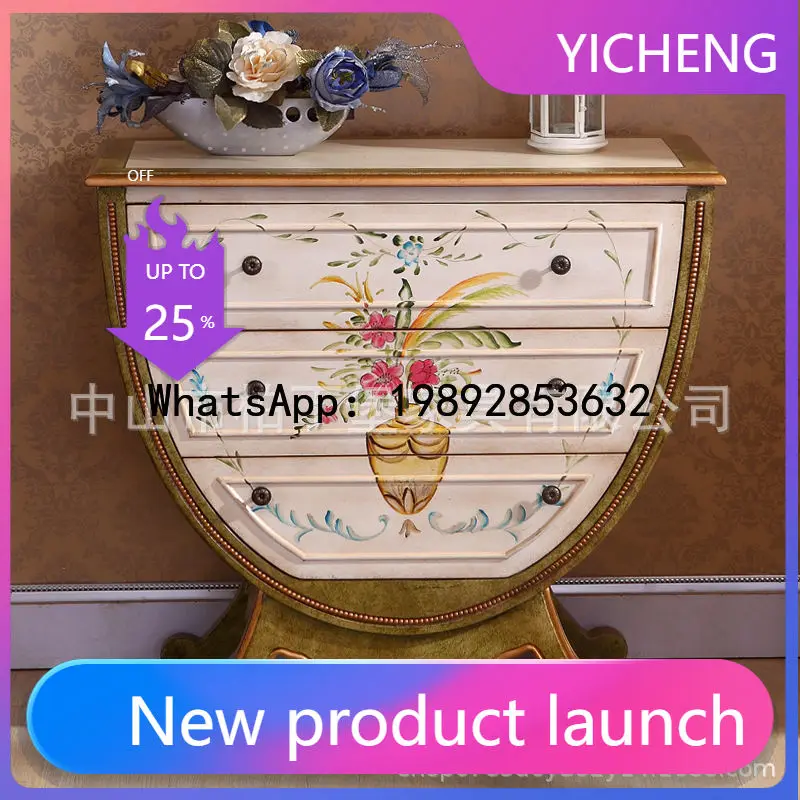 

G1 American Style Chest of Drawers Vintage Painted Entryway Cabinet Living Room Decorative Solid Wood Storage Cabinet