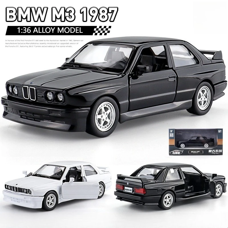 

1:36 BMW M3 1987, имитация сплава, модель автомобиля, коллекция игрушек, орнамент, детский подарок на день рождения