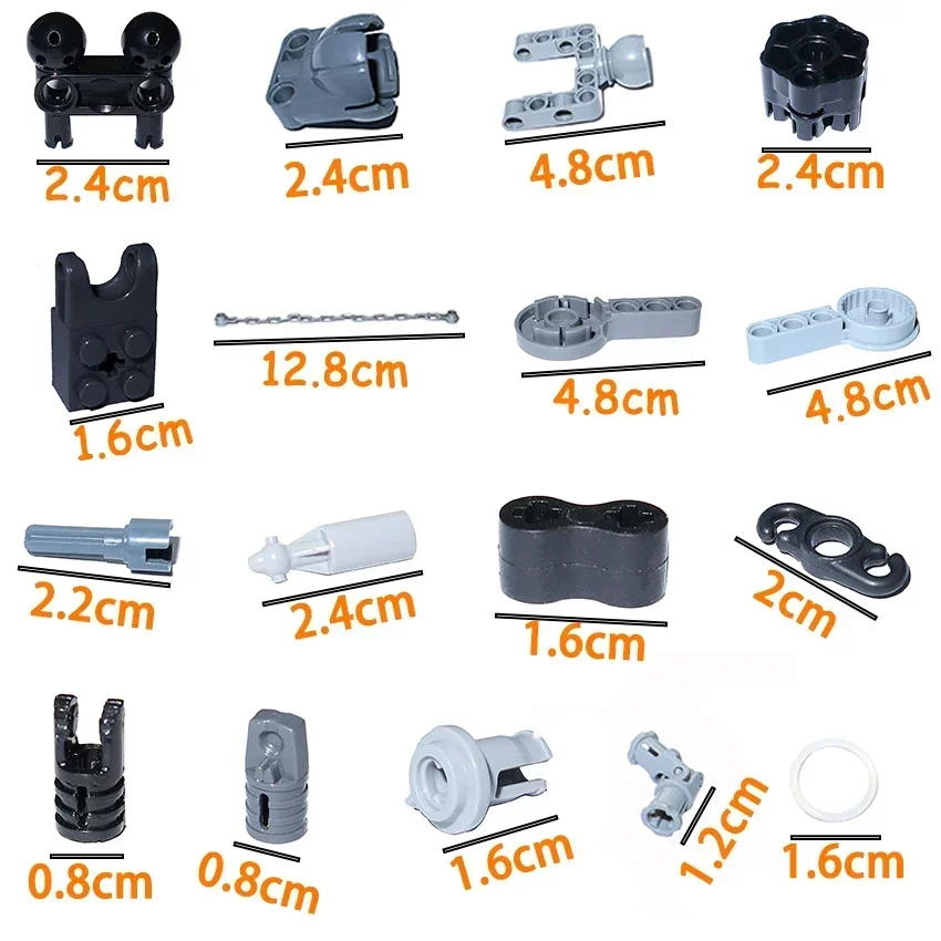 Technical Part MOC Weapon Launcher Rotating Hinge Arm Group With Hole Building Blocks Bricks 90630 92013 45590 85543 44224 30553