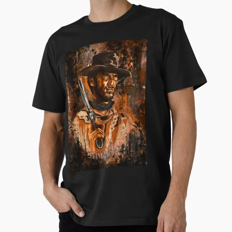 

Cowboy 2_ 80s Vintage movie Eastwood A Fistful Of Dollars gift T shirt for men Large size Tops 100% cotton printed Clothes