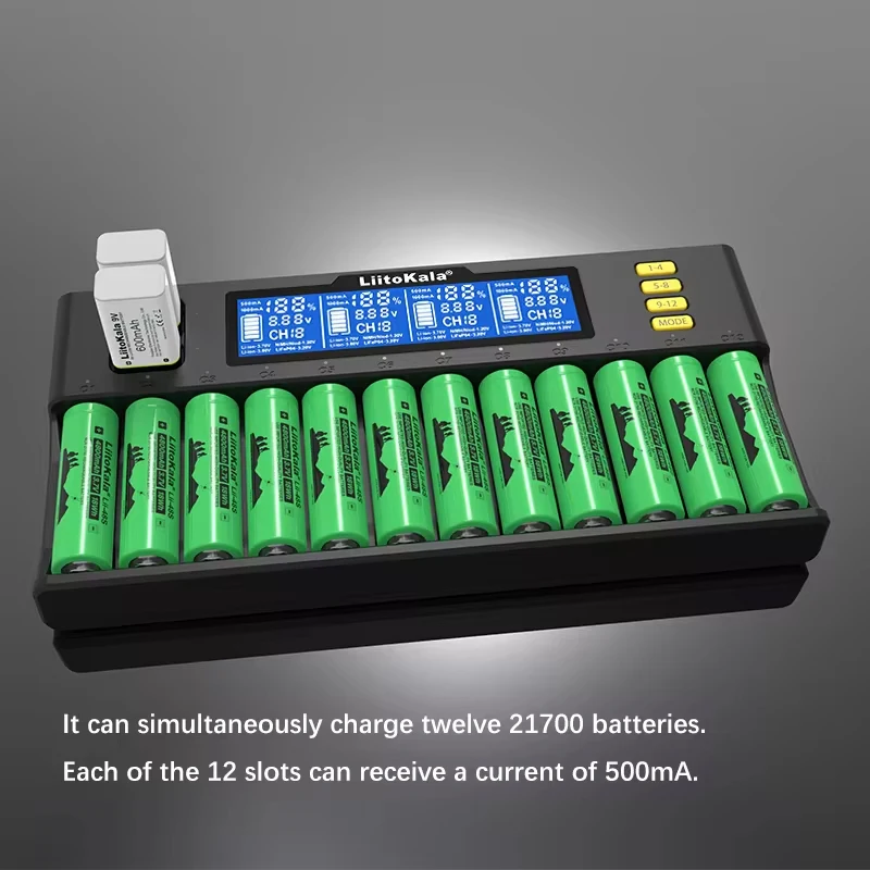LiI-S12 Smart Charger 14 Slots - CE Certified Universal Charger for Li-ion/LiFePO4/Ni-MH/9V Batteries 18650, 26650, AA view 6