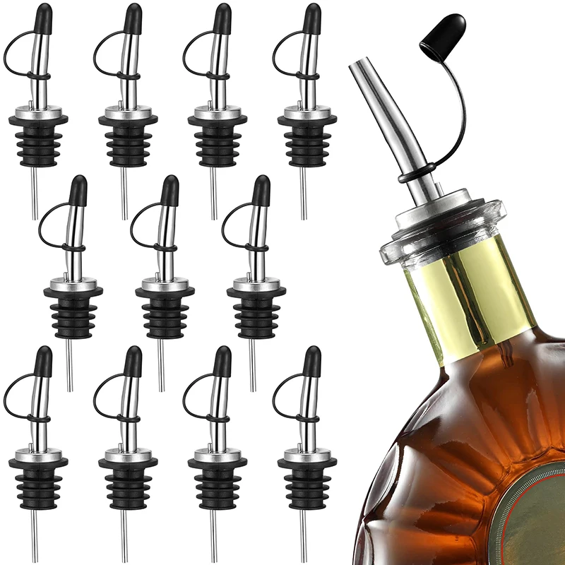【Beautiful】3pcs Stainless Steel Liquor Oil Wine Bottle Pourer Leak-proof Sealed Spout Stopper Mouth Dispenser Vinegar Conical