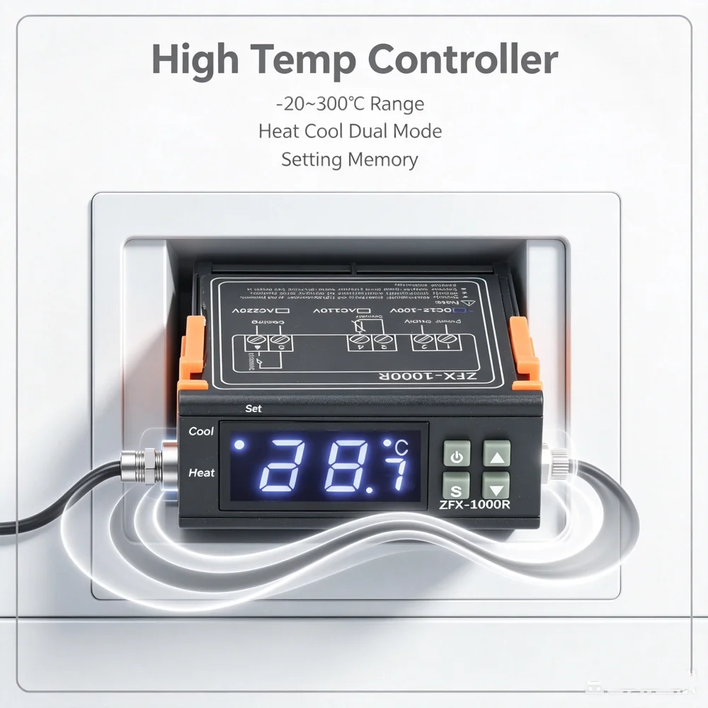 -20-300 ℃ Temperature Controller Smart ZFX-1000R LED Digital Thermostat Incubator Relay Heating Cooling DC 100V AC 110V/220V