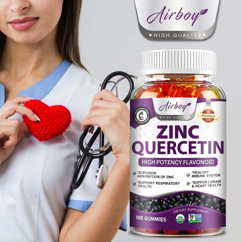 Zinc Quercetin Gummies - Promotes Heart ＆ Cardiovascular Health,Enhances Cellular Energy, Antioxidant, Improve Blood Circulation