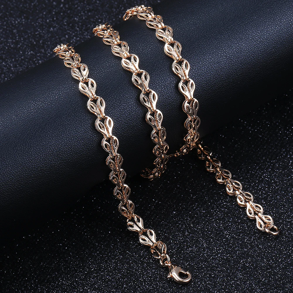 6mm 585 Rose Gold Color Necklace for Women Girls Seashell Herringbone Twisted Link Chain Necklace 14 styles 20inch 24inch HCN52