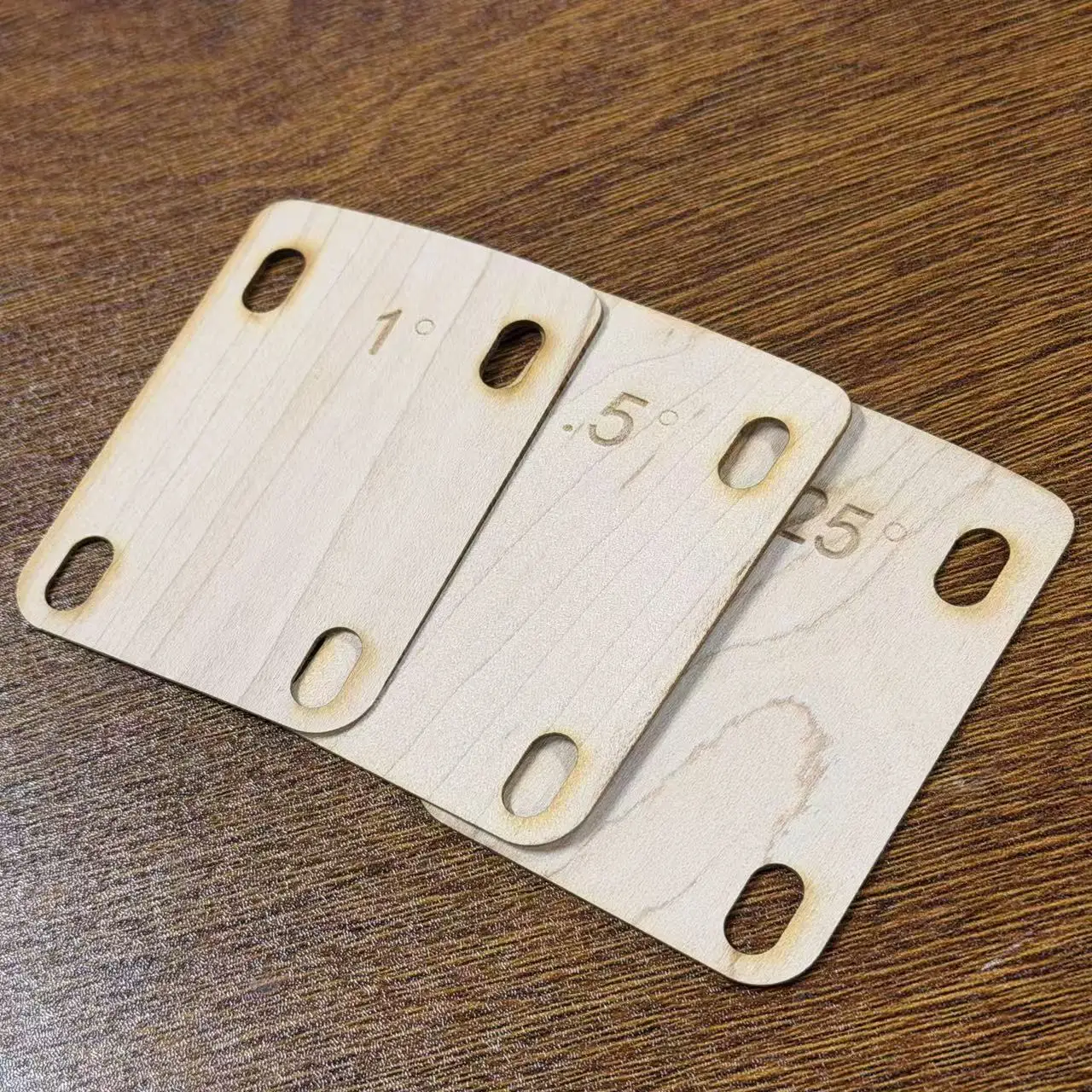 0.25°, 0.5°, 1° Guitar Neck Shims Set - Wooden Shims for Bolt-On Neck Adjustment, Guitar Accessories