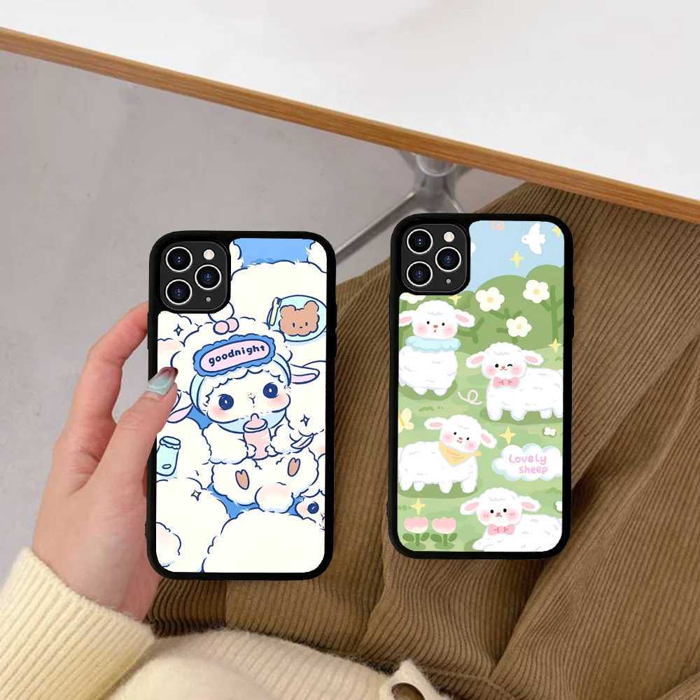 Cute Cartoon Little L-Lamb Phone Case Silicone PC+TPU For For IPhone 11 12 13 14 15 16 Plus Pro Max Cover