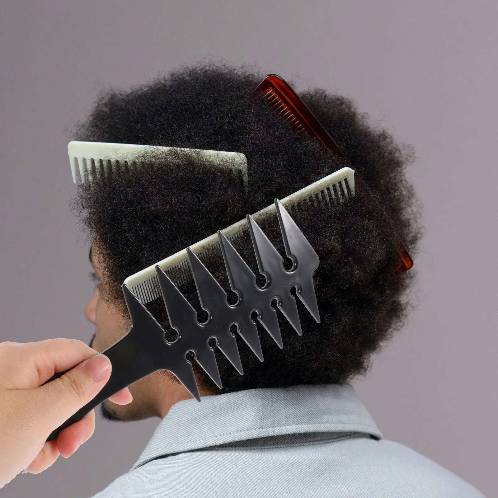 

Retro Combed Texture Men Combs for Styling Salon Hair Products Detangle Stylist Detangler Wide Toothed