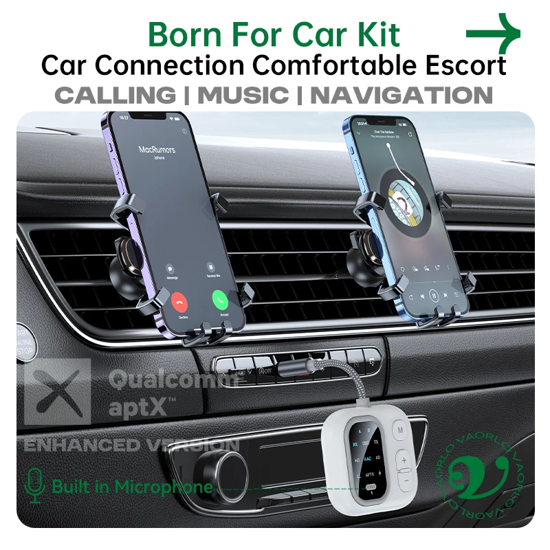 2 in 1 aptX-Adaptive AD/HD/LL AAC Bluetooth Audio Transmitter Receiver 3.5MM AUX HiFi Music Multipoint Airplane Wireless Adapter