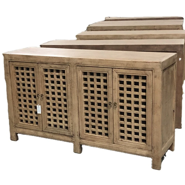 

Chinese Antique Reclaimed Wood Carved Cabinet Natural Living Room Furniture