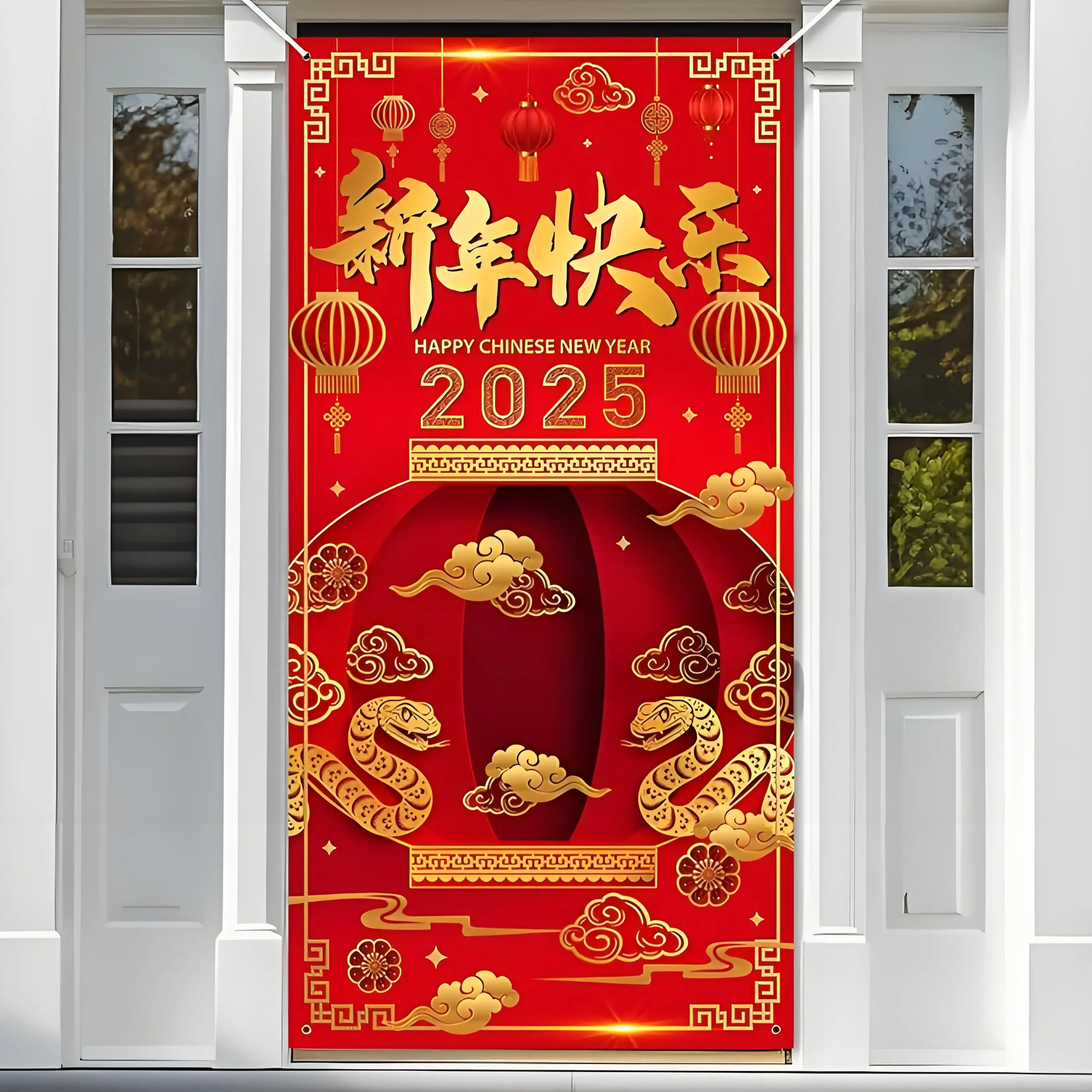 2025 Chinese New Year flag Lunar New Year Decoration Snake door set decoration indoor outdoor door hanging decoration