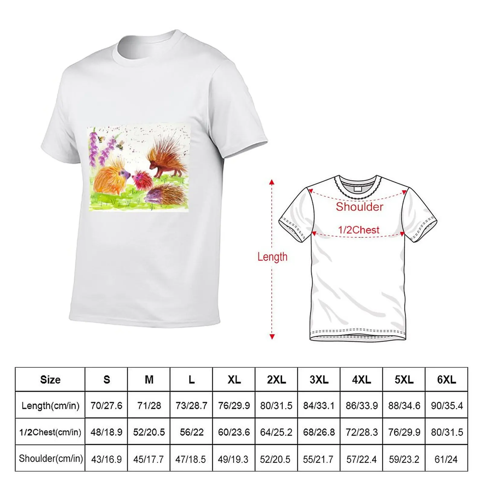 Colorful Porcupines among flowers T-Shirt g man t shirts for men t shirts for man pack cotton T-Shirt