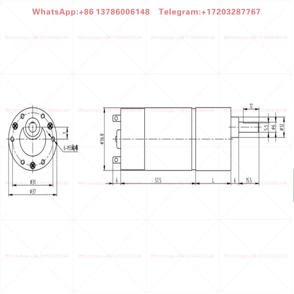 Large torque JGB37-555 stroller motor, DC gear motor, motor 12V
