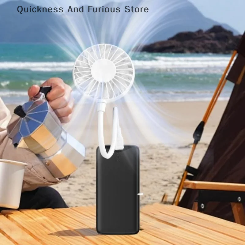 1 Piece Silent Cooling Power Bank Wireless Mini Play Plug Fans Summer Long USB Rechargeable Handheld Fan