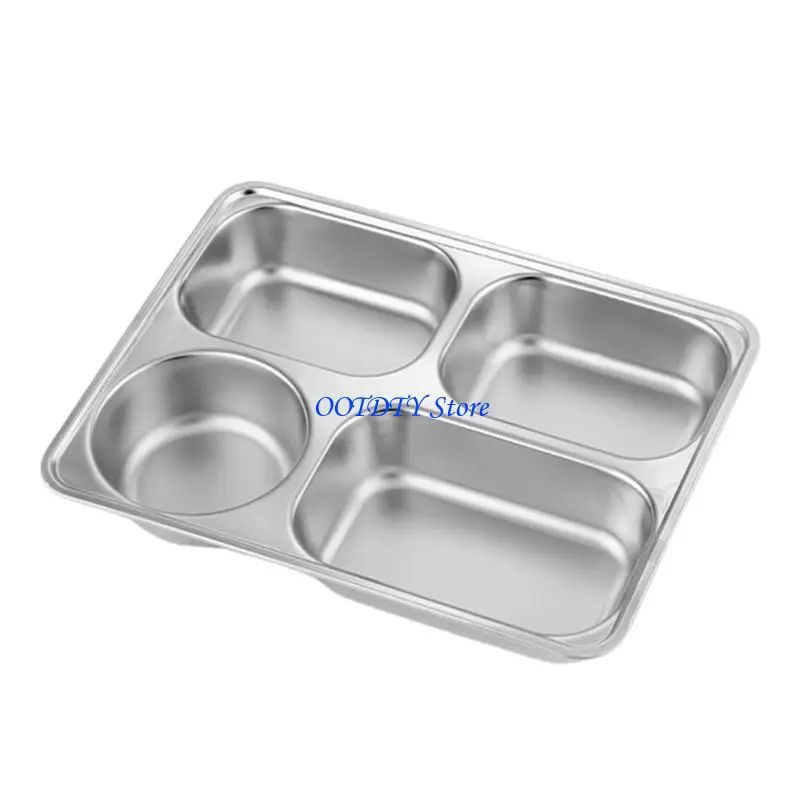 367A Multi Purpose Stainless Steel Compartmentalized Plate For Adults Kids School Cafeteria Meal Organization Tray