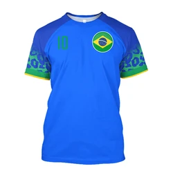 Qatar Unisex Brazilian Football Shirt Men's Short Sleeve Football Shirt Football Men's T-Shirt Sports Running Fitness Top