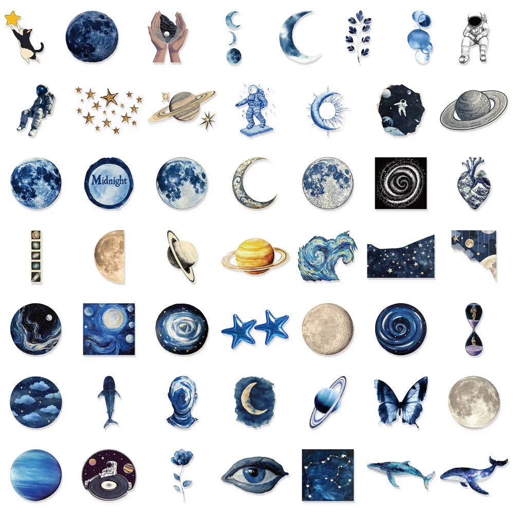 50 قطعة من ملصقات الحيوانات الأليفة الإبداعية من Blue Sky Sci Fi، كتيبات يدوية للأمتعة، مكبرات صوت للتزلج على كوب الماء