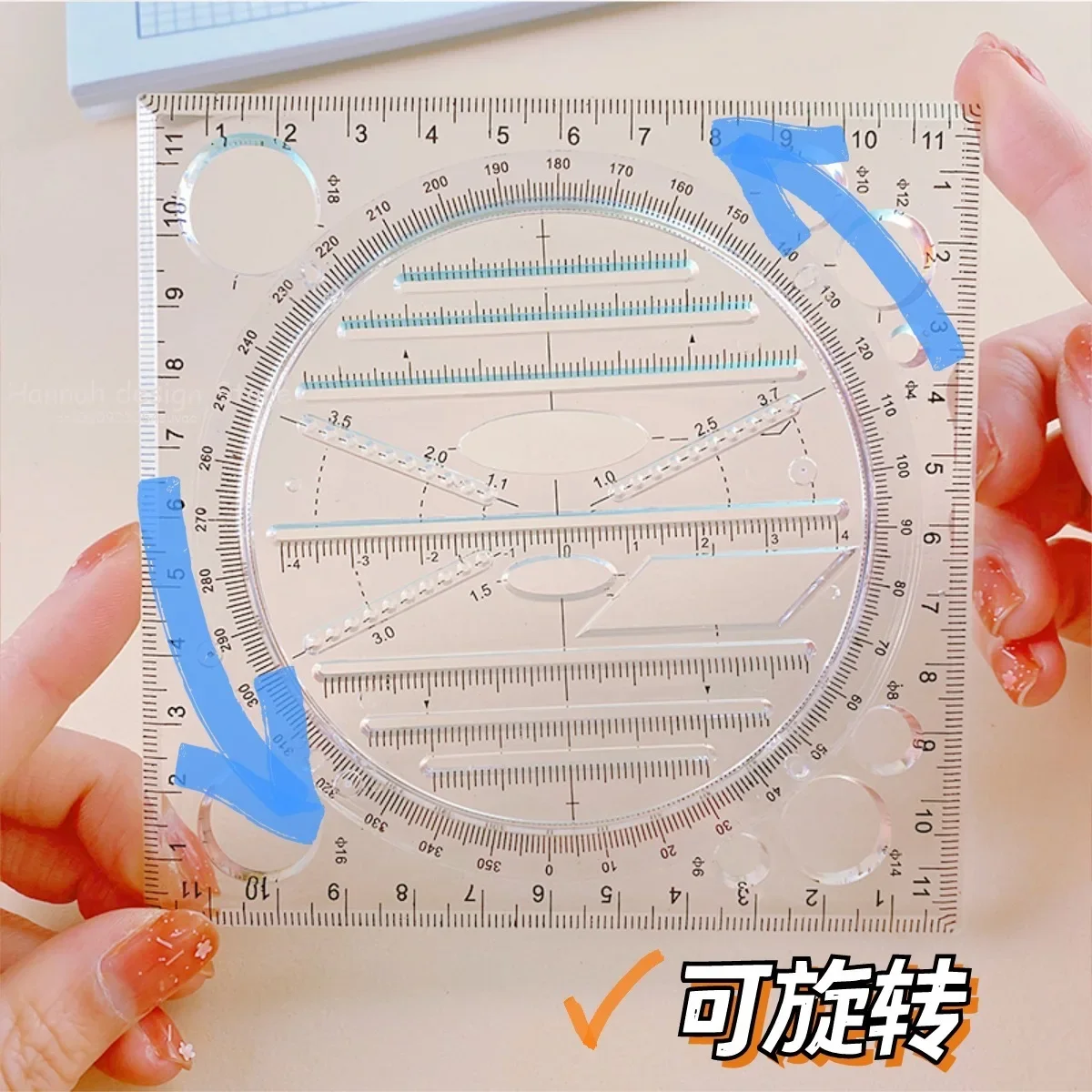Stationery Round Multifunctional Active Drawing Rotating Protractor Ruler Circle Office School Drafting Supply