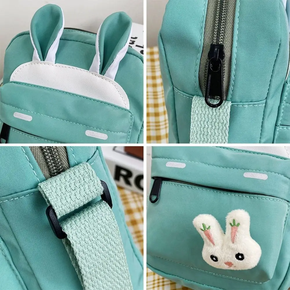 Cute Cartoon Rabbit Messenger Bag for Women Fashion Girl Kawaii Crossbody Shoulder Bag Nylon Cloth Waterproof Mobile Phone Bag