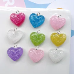 10Pcs Color Glitter Love Heart Resin Charms For Jewelry Making Women Earrings Necklace Pendants DIY Bracelet Keychain Decoration