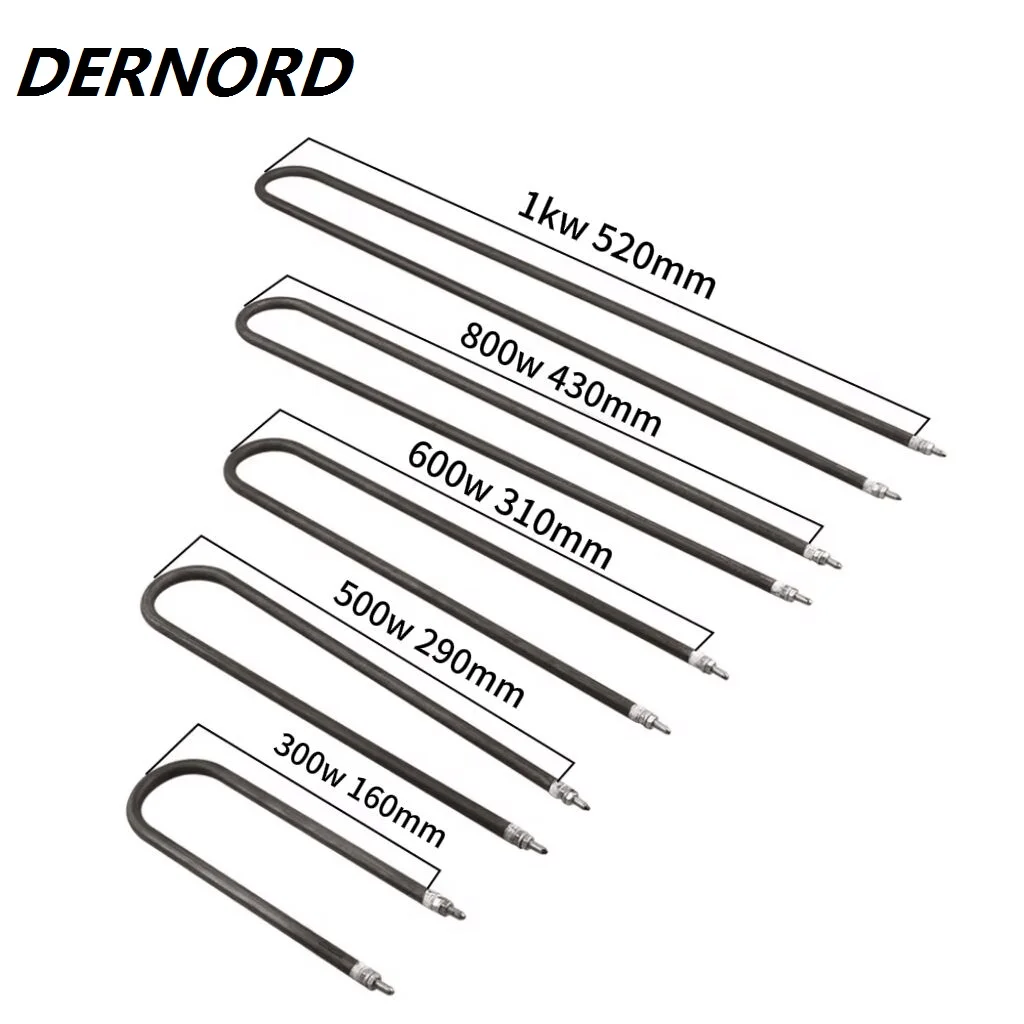 U자형 전기 가열 요소, 공기 연소 220V, 300W, 500W, 600W, 800W, 1000W, DERNORD 스테인레스 스틸 304 오븐 관형 히터