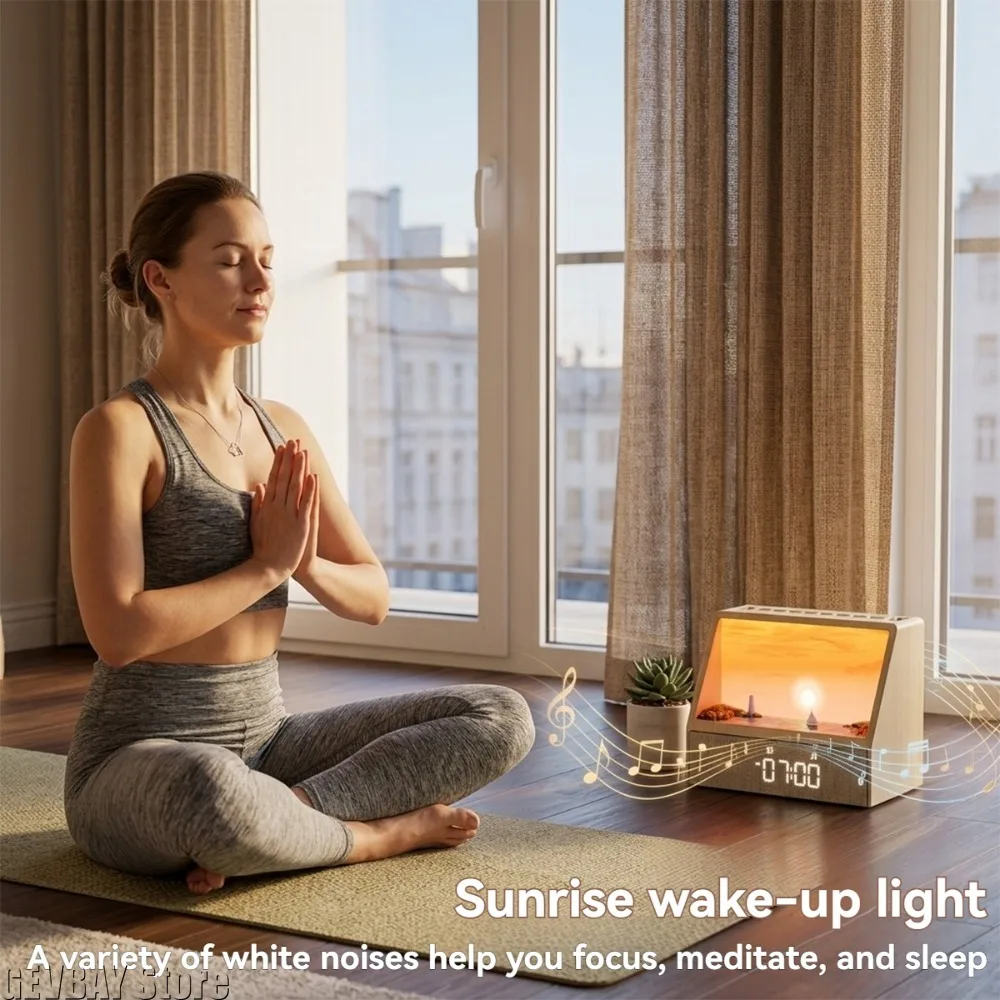 Sunrise Alarm Clock Table Light White Noise Wake Up Light with Soothing Sounds Bluetooth Sleep Aid Night Light for Bedroom Decor