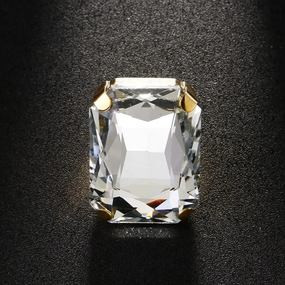 Rectangle Shape Rectangle Rhinestone Ring Adjustable Size Rhinestone Crystal Adjustable Crystal Ring Exaggerated Giant