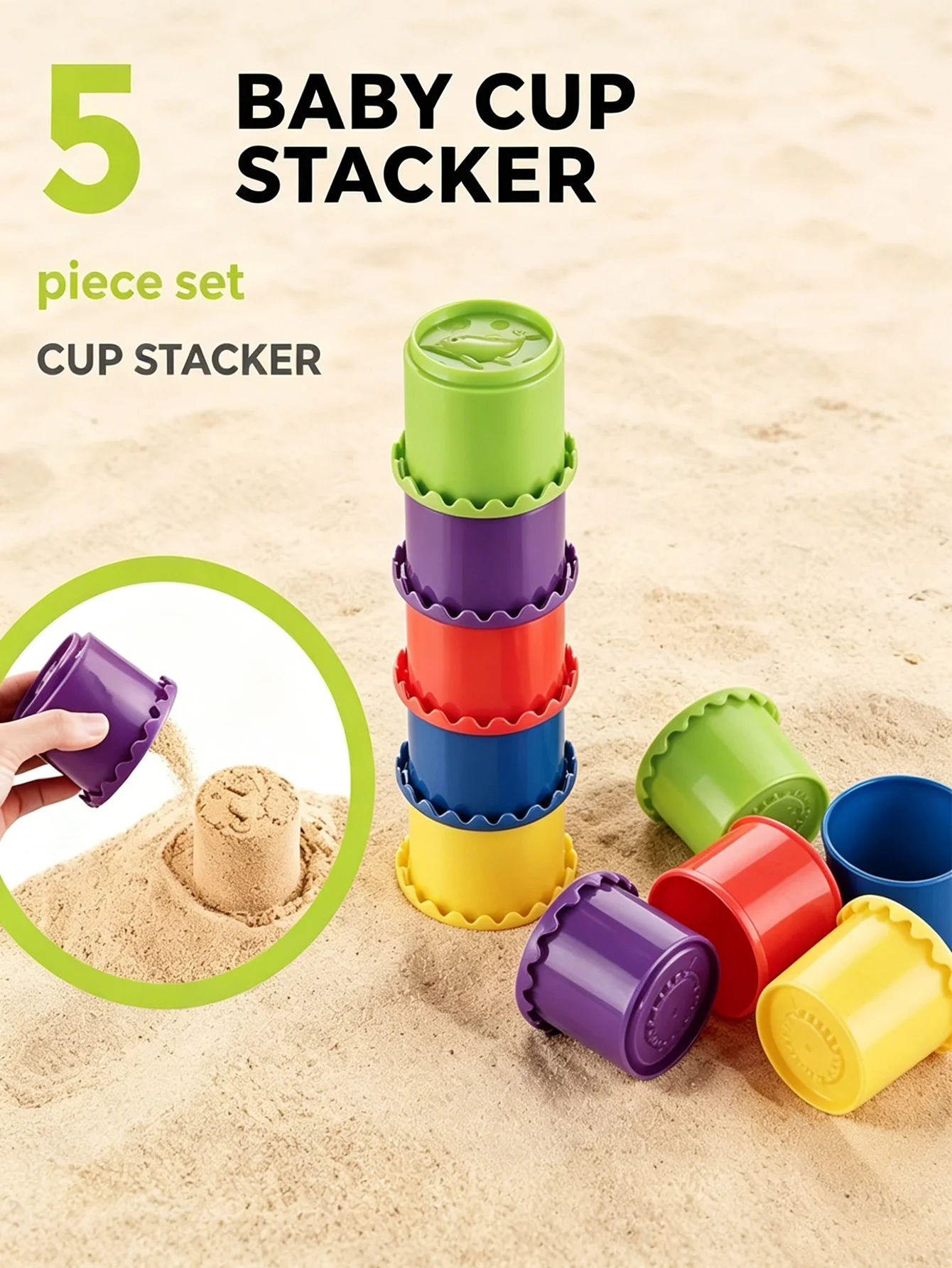 Stacking Cup Beach Toys for Kids Colorful Folding Animal Shape Tower Early Educational Baby Toys Swimming Pool Bathe Toys Gifts