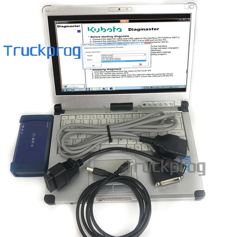 C2 laptop+For Kubota TAKEUCHI Diagmaster interface for Toyota Denso DST-i dsti diagnostic flash cable Diagnostic System Tester