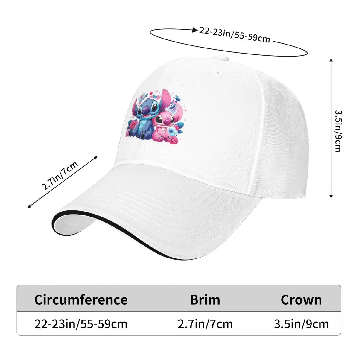 Lilo & Stitch Cap Fashion Casual Baseball Caps Adjustable Hat Hip Hop Summer Unisex Baseball Hats Customizable Polychromatic